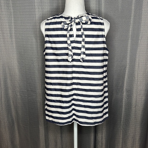 PIM + LARKIN LARGE BLUE & WHITE STRIPED SLEEVELESS TOP - Picture 4 of 7